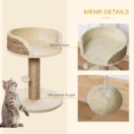 PawHut Котешко дърво 49 см с играчка за малки котки кафяво - Image 4