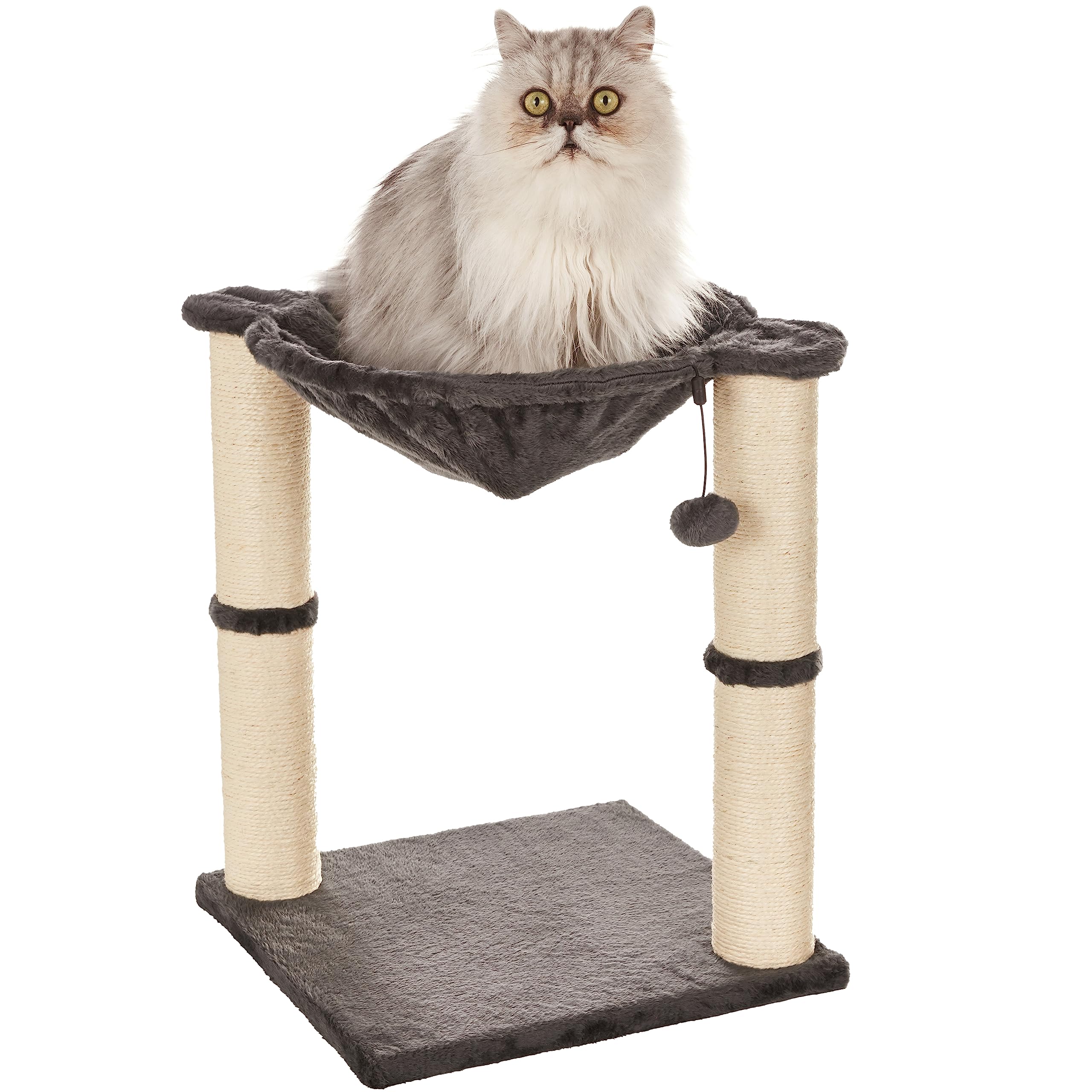 813Cq0ZDWrL.jpg Amazon Basics Котешко дърво с къща и хамаци, 41 x 51 x 41 см, сиво - Image 1