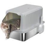 PawHut тоалетна за котки с капак до 5 кг 47x45x42 см Сива - Image 10