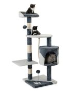 lionto Котешка катерушка с пещера и много сизал, 4 нива, 112 см, Сиво - Image 11
