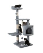 lionto Котешка катерушка с пещера и много сизал, 4 нива, 112 см, Сиво - Image 12