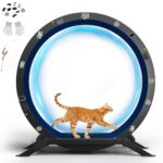 GTPLAYER колело за бягане за котки, 100 см, черно, метално, с килимче и играчка - Image 9
