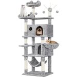Yaheetech Котешка катерушка 170 см с 3 играчки и топка светлосиво - Image 10