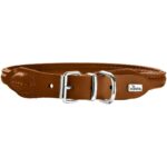 HUNTER ROUND & SOFT ELK Нашийник за кучета от мека еленова кожа, 55 см, кафяв
