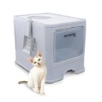 Mobiclinic® Pets, Котешка тоалетна с капак, с лопатка, черна - бял, 2.5 кг (Опаковка от 1)