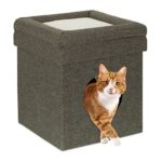 Relaxdays сгъваема котешка къщичка с пейка - Image 11