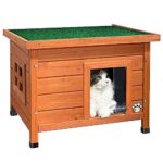VOUNOT® Котешка къща от дърво с покрив с битумно покритие 57 x 45 x 43 см, Сива - Image 10