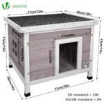VOUNOT® Котешка къща от дърво с покрив с битумно покритие 57 x 45 x 43 см, Сива - Image 5