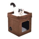Amazon Basics Сгъваемо котешко легло, кафяво, 38 x 38 x 43 см