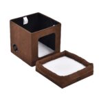 Amazon Basics Сгъваемо котешко легло, кафяво, 38 x 38 x 43 см - Image 3