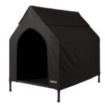 lionto легло за кучета Outdoor с покрив, до 60 кг, 110 x 75 x 105 см, черно