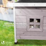 VOUNOT® Котешка къща от дърво с покрив с битумно покритие 57 x 45 x 43 см, Сива - Image 7
