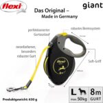 flexi Giant L автоматичен повод за кучета, 8 м, черен/неон жълт - Image 2