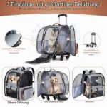 Lekespring Раница за кучета и котки с количка 2 в 1 до 8 кг, Синя райе-L - Image 4