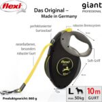 flexi Giant Professional L автоматичен повод за кучета, 10 м, черен/неоново жълт - Image 4