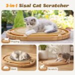 Gimars Интерактивна играчка за котки, овална, с 3 топки, 30 см - Бежов - Image 2