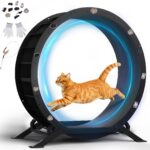 GTPLAYER колело за бягане за котки, 100 см, черно, метално, с килимче и играчка