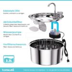 TOMXCUTE 3.2 л неръждаем фонтан за котки и малки кучета - Image 2