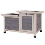 lionto Клетка за зайци от дърво с 2 входа и рампа, 70 x 43 x 45 см