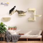 PawHut Комплект за катерене за котки с 4 части, бежов - Image 2