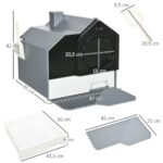 PawHut тоалетна за котки с капак до 5 кг 47x45x42 см Сива - Image 7