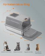 Feandrea Котешка тоалетна от неръждаема стомана с капак и лопатка - Image 6