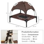 PawHut Повдигнато легло за кучета с балдахин 61 x 46 x 62 см кафяво - Image 3