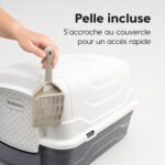 Aimé | Тоалетна за котки 52 x 40 x 39 см с отварящ се покрив и дръжка - Многоцветен, Малък - Image 5