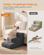 Feandrea стълба за кучета, 3 стъпала, сив, Waffelcord - Image 3