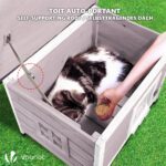 VOUNOT® Котешка къща от дърво с покрив с битумно покритие 57 x 45 x 43 см, Сива - Image 6