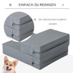 PawHut Стълба за кучета и котки сгъваема с подложка сива 42×39×20 см - Image 6