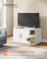Feandrea шкаф за котешка тоалетна — 80 × 50 × 45 см, матово бял - Image 2