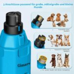 Gimars Електрическа пила за нокти за кучета с 6 скорости и LED осветление, синя - Image 5