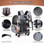 Lekespring Раница за кучета и котки с количка 2 в 1 до 8 кг, Синя райе-L - Image 5