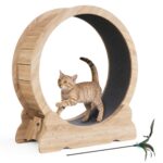 Mondeer Котешко колело за бягане, 90 см, дърво, с килимче