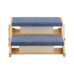 VEVOR Стълба за кучета 370x470x260 mm, 2-степенна, сгъваема дървена - Дървен цвят + Синьо, 14,57 x 18,5 x 10,24 инча / 370 x 470 x 260 мм - Image 9