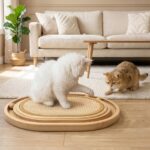 Gimars Интерактивна играчка за котки, овална, с 3 топки, 30 см - Бежов - Image 7