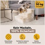 lionto Стълба за кучета с плюшен калъф, 3 стъпала, до 50 кг, бежова - Image 4