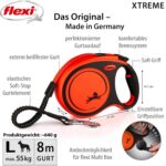 flexi Xtreme L автоматичен повод, 8 м, черен/оранжев - Image 2