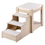 VEVOR Легло за кучета/котки със стълба и възглавница 120x50x65 см (Бежово) - Image 9