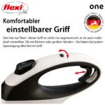 flexi ONE автоматичен повод за кучета, бял, 5 м - бял/черен, Среден - Image 3