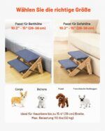 VEVOR Стълба за кучета 370x470x260 mm, 2-степенна, сгъваема дървена - Дървен цвят + Синьо, 14,57 x 18,5 x 10,24 инча / 370 x 470 x 260 мм - Image 5