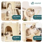 VOUNOT® Котешка катерушка 155 см, многоетажно с платформи и играчки, бежово - Image 6