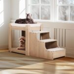 VEVOR Легло за кучета/котки със стълба и възглавница 120x50x65 см (Бежово) - Image 8