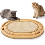 Gimars Интерактивна играчка за котки, овална, с 3 топки, 30 см - Бежов