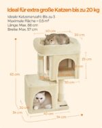 Feandrea Малка котешка катерушка, 65 см, котешки дом, голяма платформа - Image 6