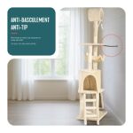 VOUNOT® Котешка катерушка 155 см, многоетажно с платформи и играчки, бежово - Image 4
