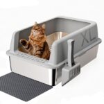 Gimars XL Метална котешка тоалетна 35 л с лопатка и постелка