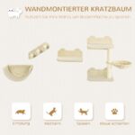 PawHut Комплект за катерене за котки с 4 части, бежов - Image 3