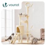 VOUNOT® Котешка катерушка 155 см, многоетажно с платформи и играчки, бежово - Image 2